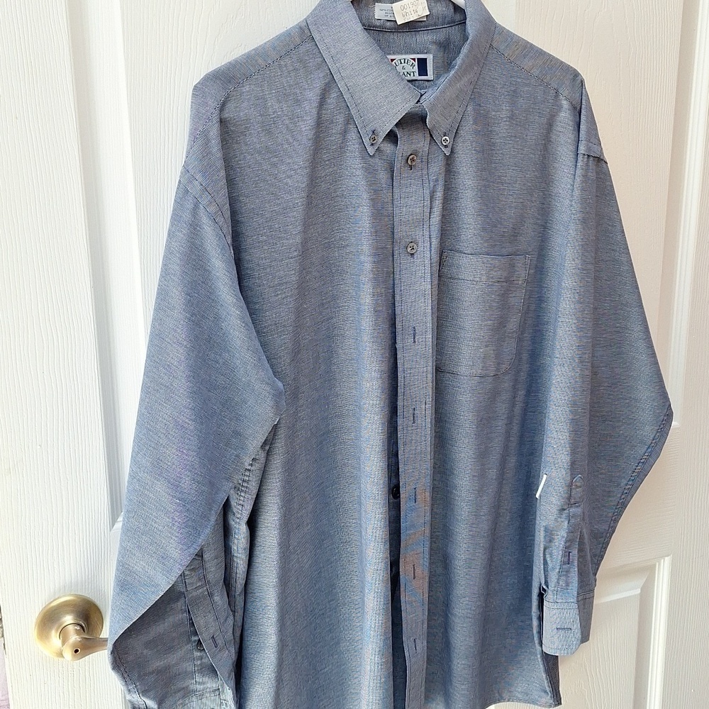 f mens Sutter & Grant blue button long sleeve dress shirt size 18 Big